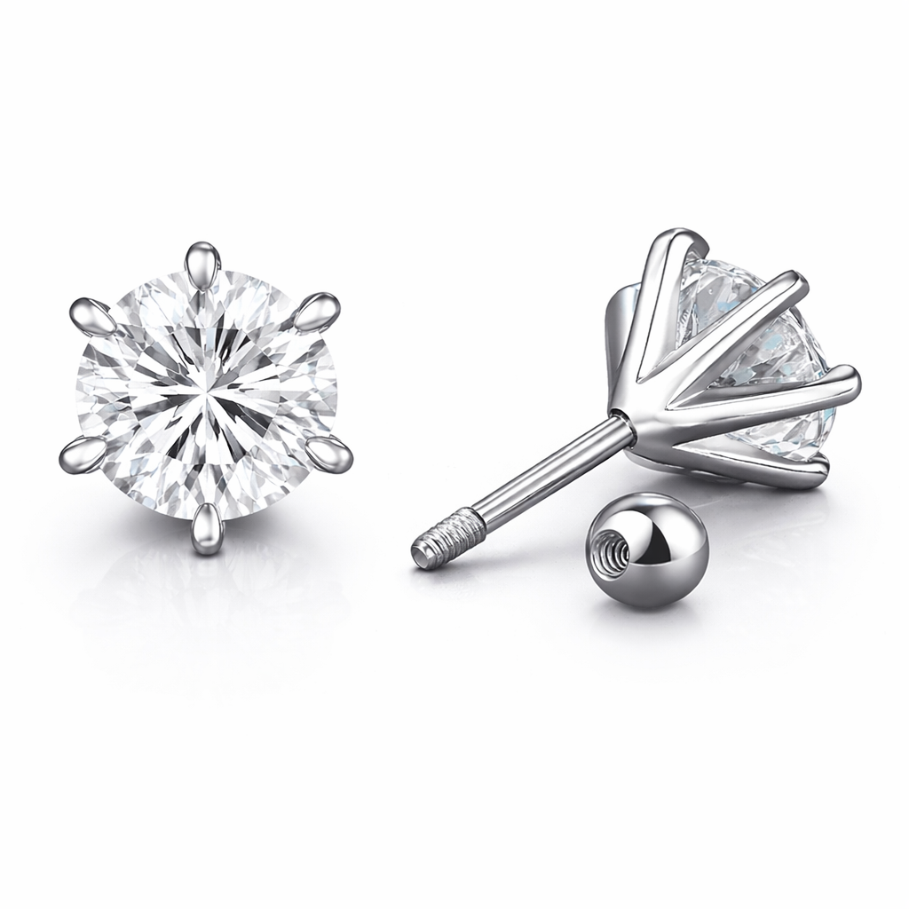 Cernisse Moissanite Earrings in 14K White Gold